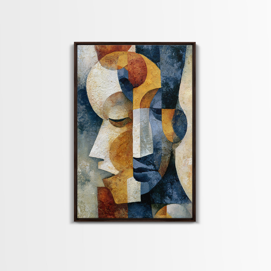 Abstract Mask with Playful Textures Framed Canvas Print, Eclectic Art, Boho, Living Room Decor, Abstract Art, Eclectic, ECL-2x3-4