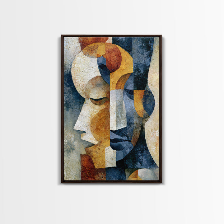 Abstract Mask with Playful Textures Framed Canvas Print, Eclectic Art, Boho, Living Room Decor, Abstract Art, Eclectic, ECL-2x3-4