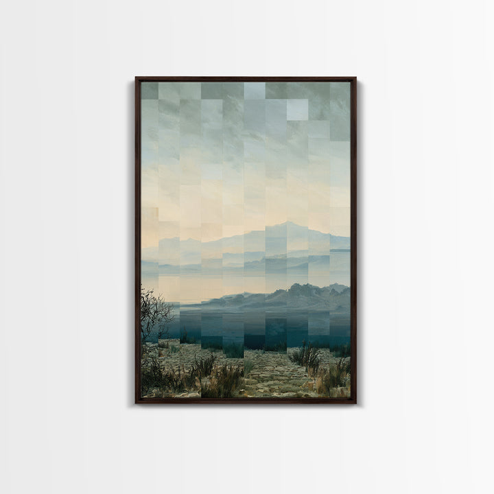 Playful Checkerboard Landscape Framed Canvas Print, Eclectic Art, Dopamine Decor, Living Room Decor, Fine Art, Eclectic, ECL-2x3-41