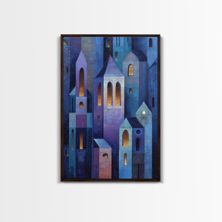 Bohemian Patchwork Landscape Framed Canvas Print, Eclectic Art, Boho, Living Room Decor, Fine Art, Eclectic, Unique Wall Art, ECL-2x3-56