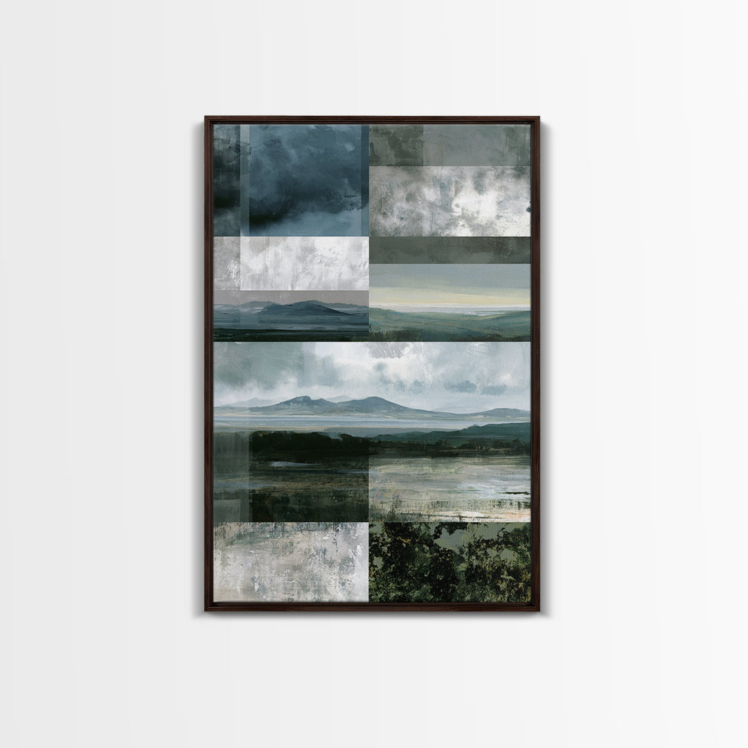 Bohemian Patchwork Landscape Framed Canvas Print, Eclectic Art, Room Decor, Living Room Decor, Fine Art, Eclectic, Artwork, ECL-2x3-8