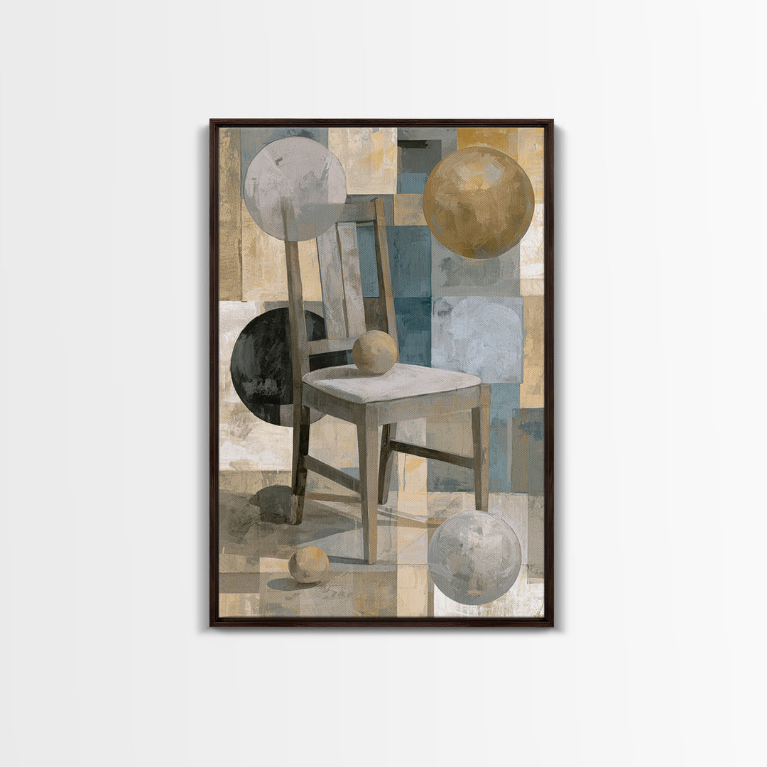 Whimsical Chair Still Life Framed Canvas Print, Eclectic Art, Living Room Decor, Fine Art, Eclectic, Textured Painting, ECL-2x3-94