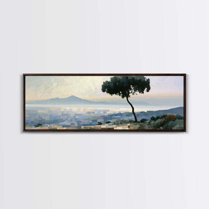 Playful Checkerboard Landscape Canvas Print, Eclectic Art, Minimalist Decor, Living Room Decor, Fine Art, Eclectic, ECL-3x1-25