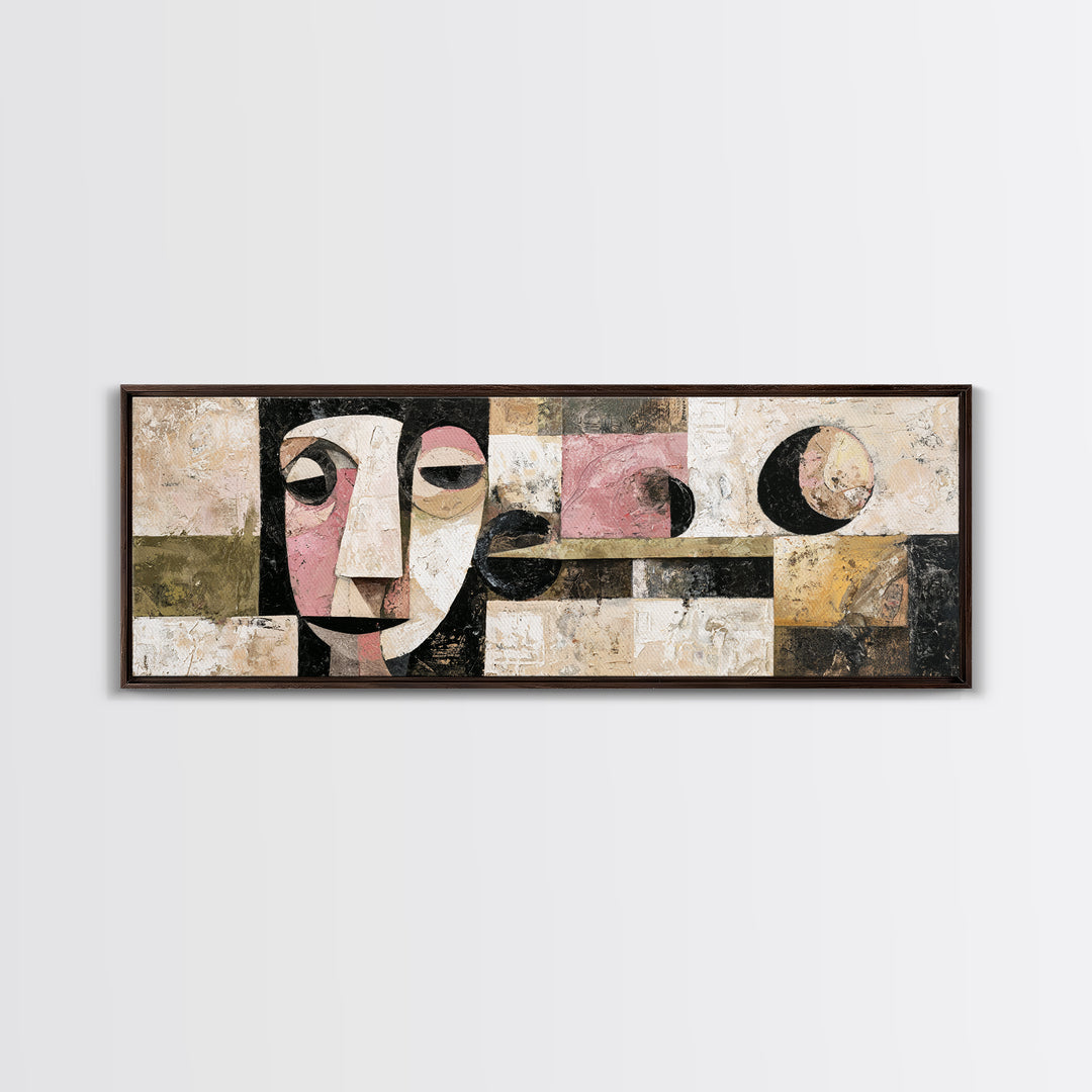 Abstract Mask with Playful Textures Canvas Print, Eclectic Art, Modern Decor, Living Room Decor, Fine Art, Eclectic, Wall Decor, ECL-3x1-36