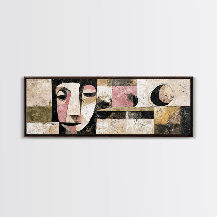 Abstract Mask with Playful Textures Canvas Print, Eclectic Art, Modern Decor, Living Room Decor, Fine Art, Eclectic, Wall Decor, ECL-3x1-36