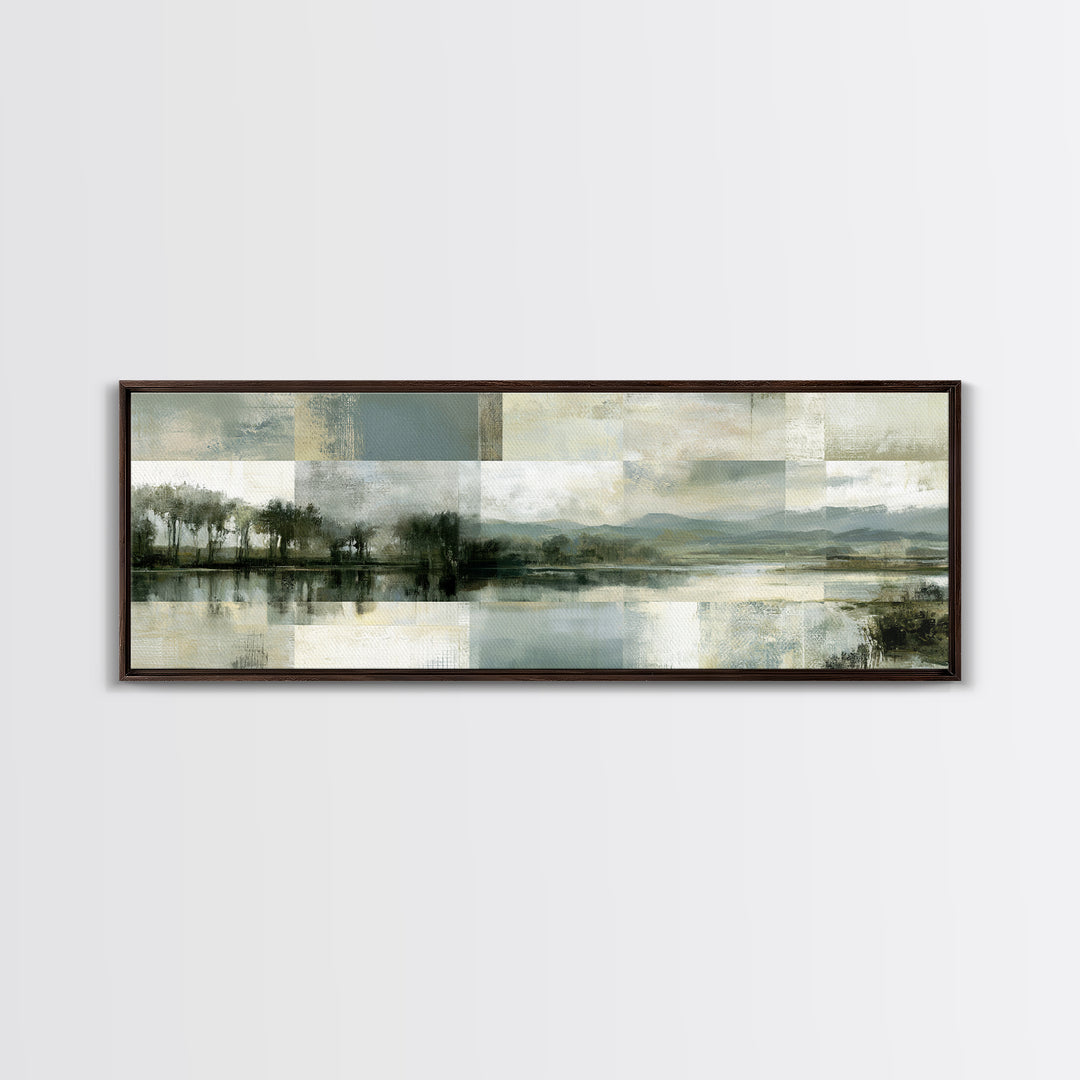 Bohemian Patchwork Landscape Canvas Print, Eclectic Art, Fine Art Print, Living Room Decor, Oil Painting, Eclectic, ECL-3x1-40