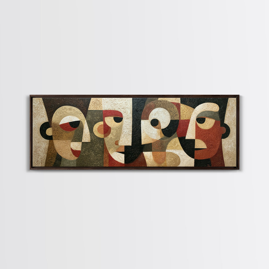 Abstract Mask with Playful Textures Framed Canvas Print, Eclectic Art, Digital Art, Living Room Decor, Abstract Art, Eclectic, ECL-3x1-84