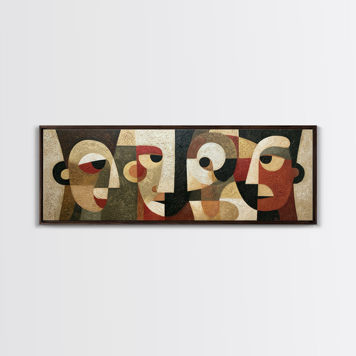 Abstract Mask with Playful Textures Framed Canvas Print, Eclectic Art, Digital Art, Living Room Decor, Abstract Art, Eclectic, ECL-3x1-84
