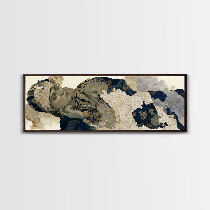 Surreal Portrait with Mismatched Patterned Clothing Canvas Print, Eclectic Art, Statement Artwork, Living Room Decor, Eclectic, ECL-3x1-90