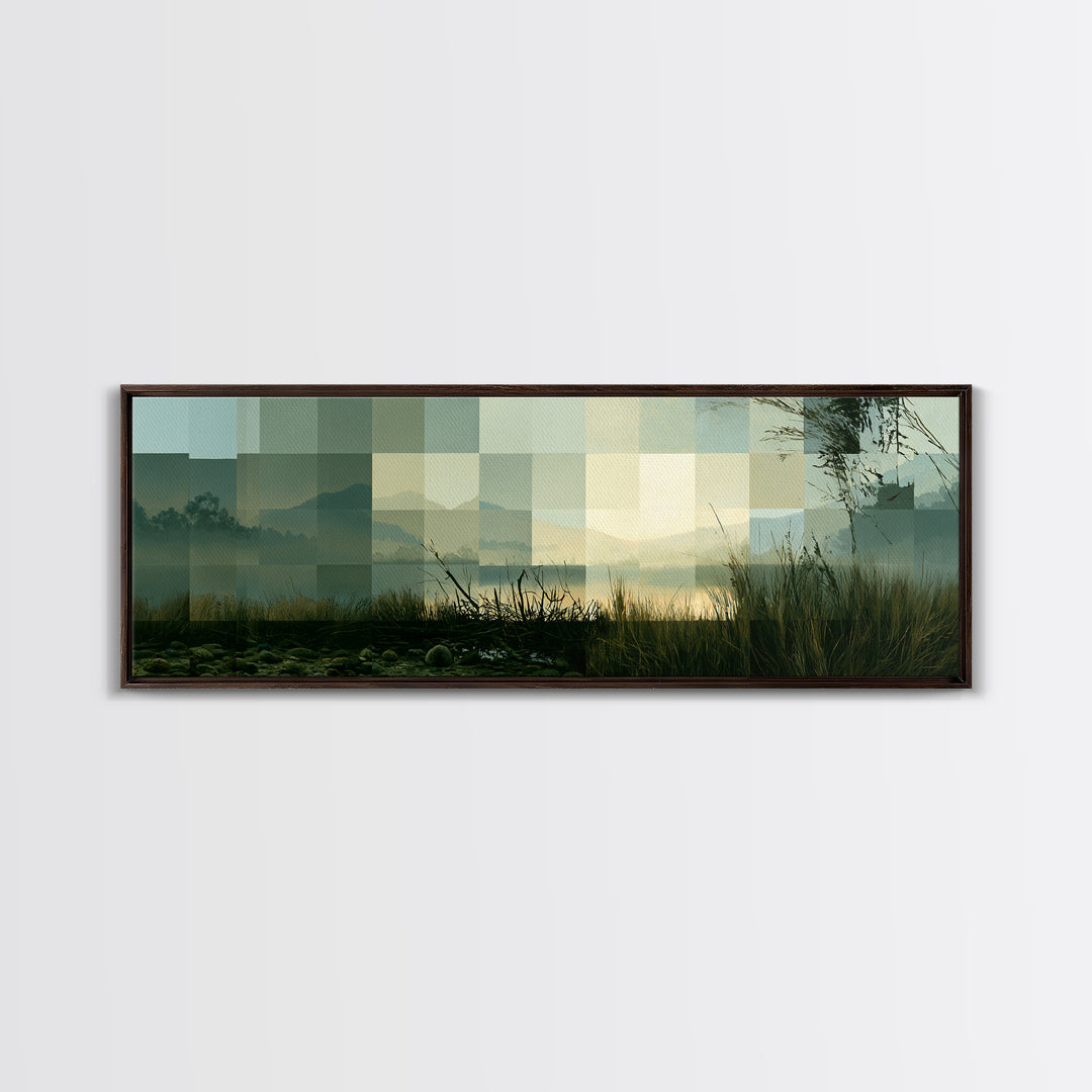 Playful Checkerboard Landscape Canvas Print, Eclectic Art, Printable, Living Room Decor, Fine Art, Eclectic, Printable Art, ECL-3x1-97