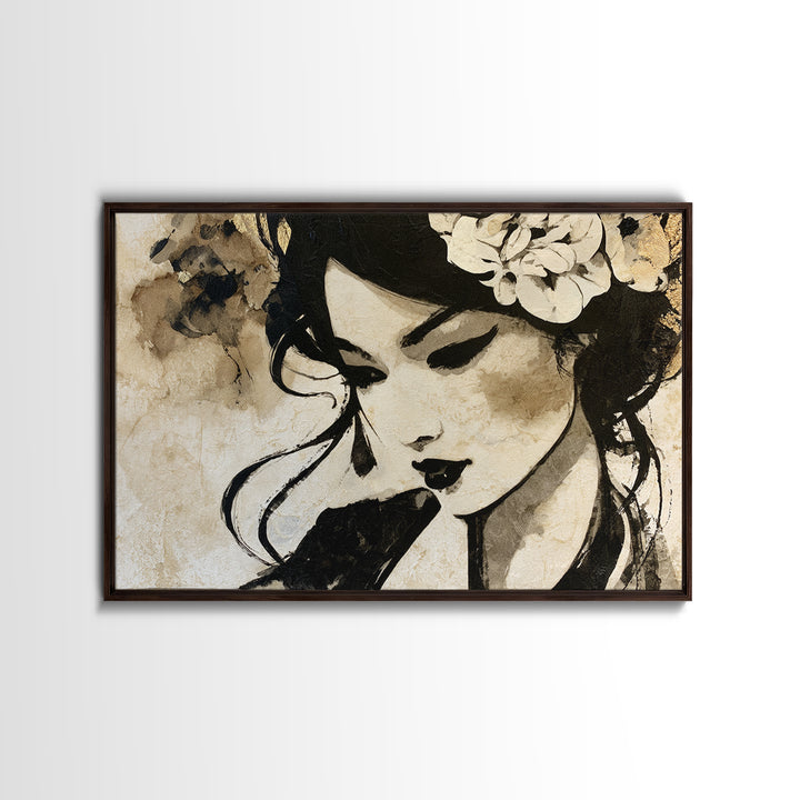 Mixed Media Woman Canvas Print, Eclectic Art, Wall Art, Living Room Decor, Oil Painting, Eclectic, Printables, ECL-3x2-12