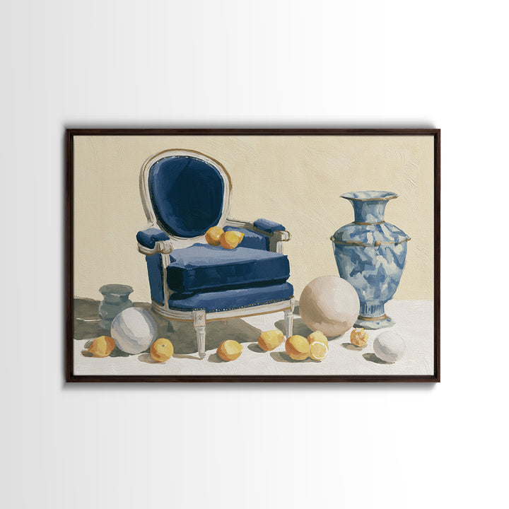 Whimsical Chair Still Life Framed Canvas Print, Eclectic Art, Living Room Decor, Fine Art, Eclectic, Textured Painting, ECL-3x2-18