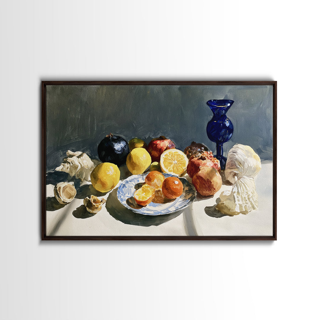 Bold Maximalist Still Life Framed Canvas Print, Eclectic Art, Oil Painting, Living Room Decor, Eclectic, Dopamine Decor, ECL-3x2-31