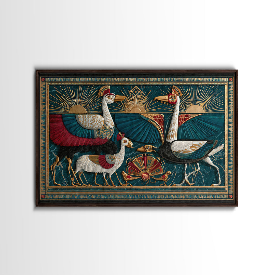 Folk Animal Parade Canvas Print, Eclectic Art, Digital Prints, Living Room Decor, Eclectic, Original Art, Abstract Art, ECL-3x2-49