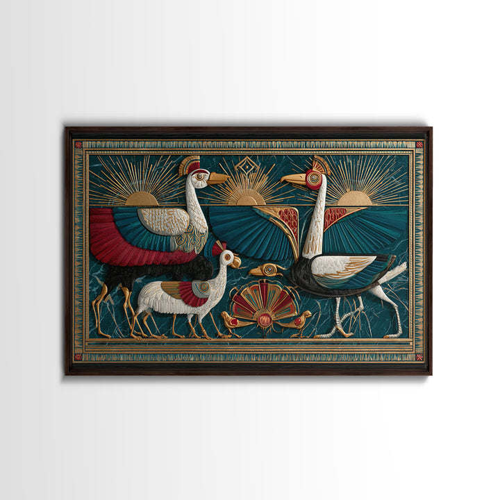 Folk Animal Parade Canvas Print, Eclectic Art, Digital Prints, Living Room Decor, Eclectic, Original Art, Abstract Art, ECL-3x2-49
