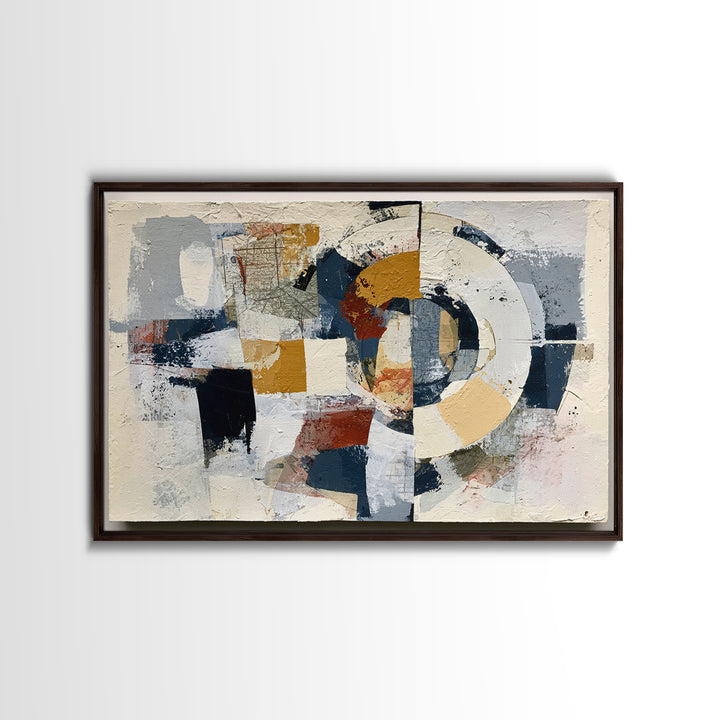 Abstract Shapes Layered Framed Canvas Print, Eclectic Art, Contemporary Art, Living Room Decor, Fine Art, Eclectic, ECL-3x2-8