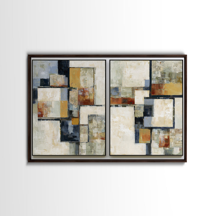Abstract Shapes Layered Framed Canvas Print, Eclectic Art, Printable Art, Living Room Decor, Abstract Art, Eclectic, ECL-3x2-80
