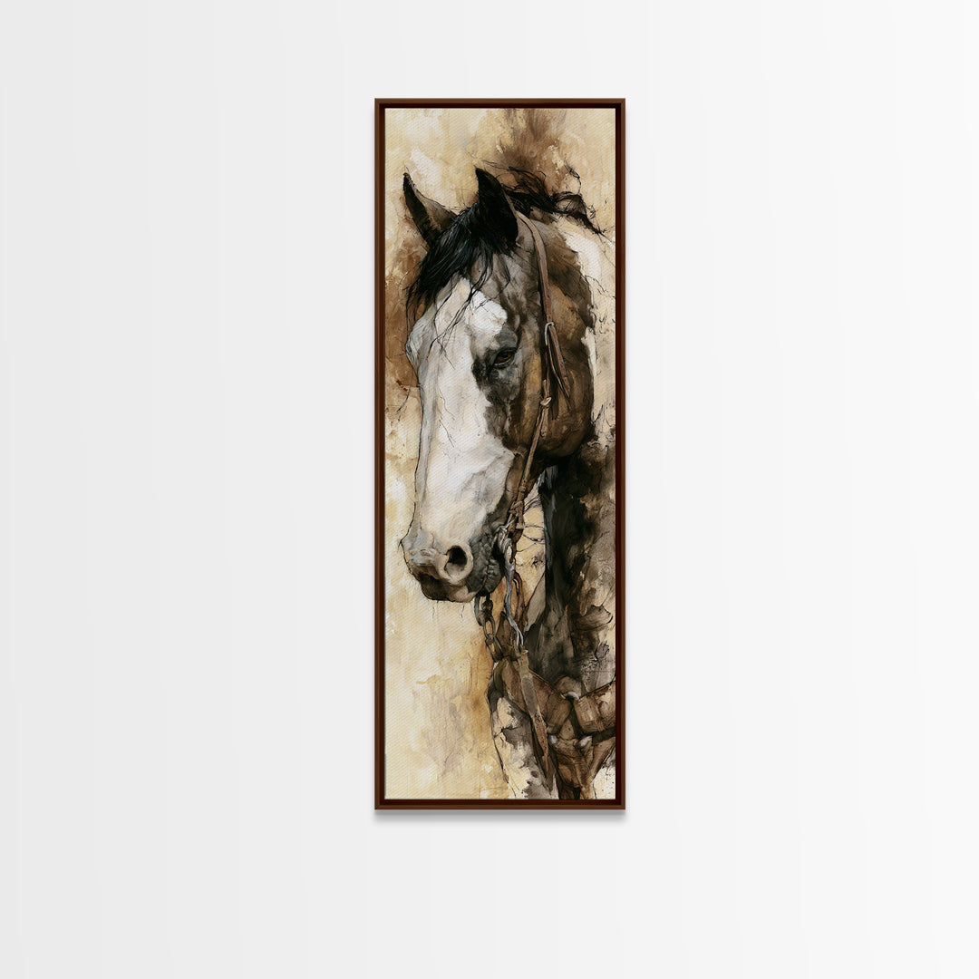 Horse Head Rendered Canvas Print, Equestrian Art, Gallery Wall Art, Living Room Decor, Fine Art, Equestrian, Textured Painting, EQU-1x3-18