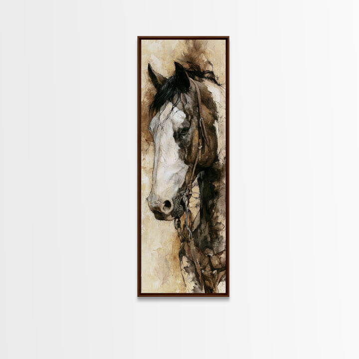 Horse Head Rendered Canvas Print, Equestrian Art, Gallery Wall Art, Living Room Decor, Fine Art, Equestrian, Textured Painting, EQU-1x3-18