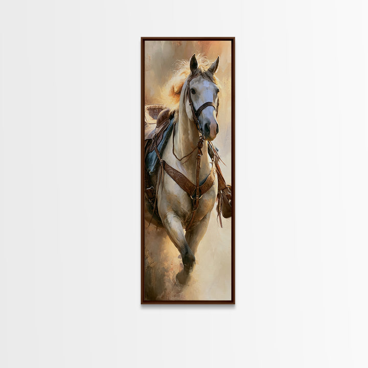 Dressage Horse in Refined Classical Pose Canvas Print, Equestrian Art, Green Wall Art, Living Room Decor, Fine Art, Equestrian, EQU-1x3-22