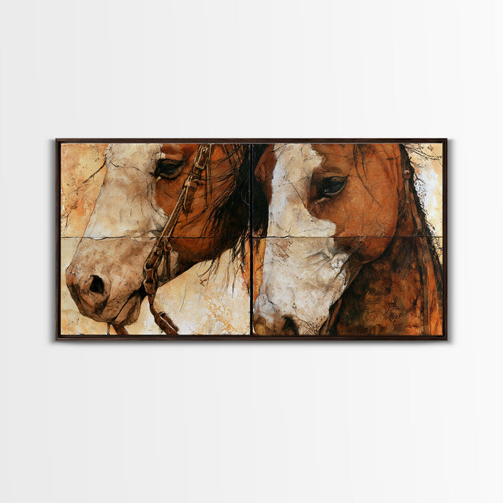 Horse Head Rendered Canvas Print, Equestrian Art, Living Room Decor, Abstract Art, Equestrian, Modern Wall Art, EQU-2x1-74