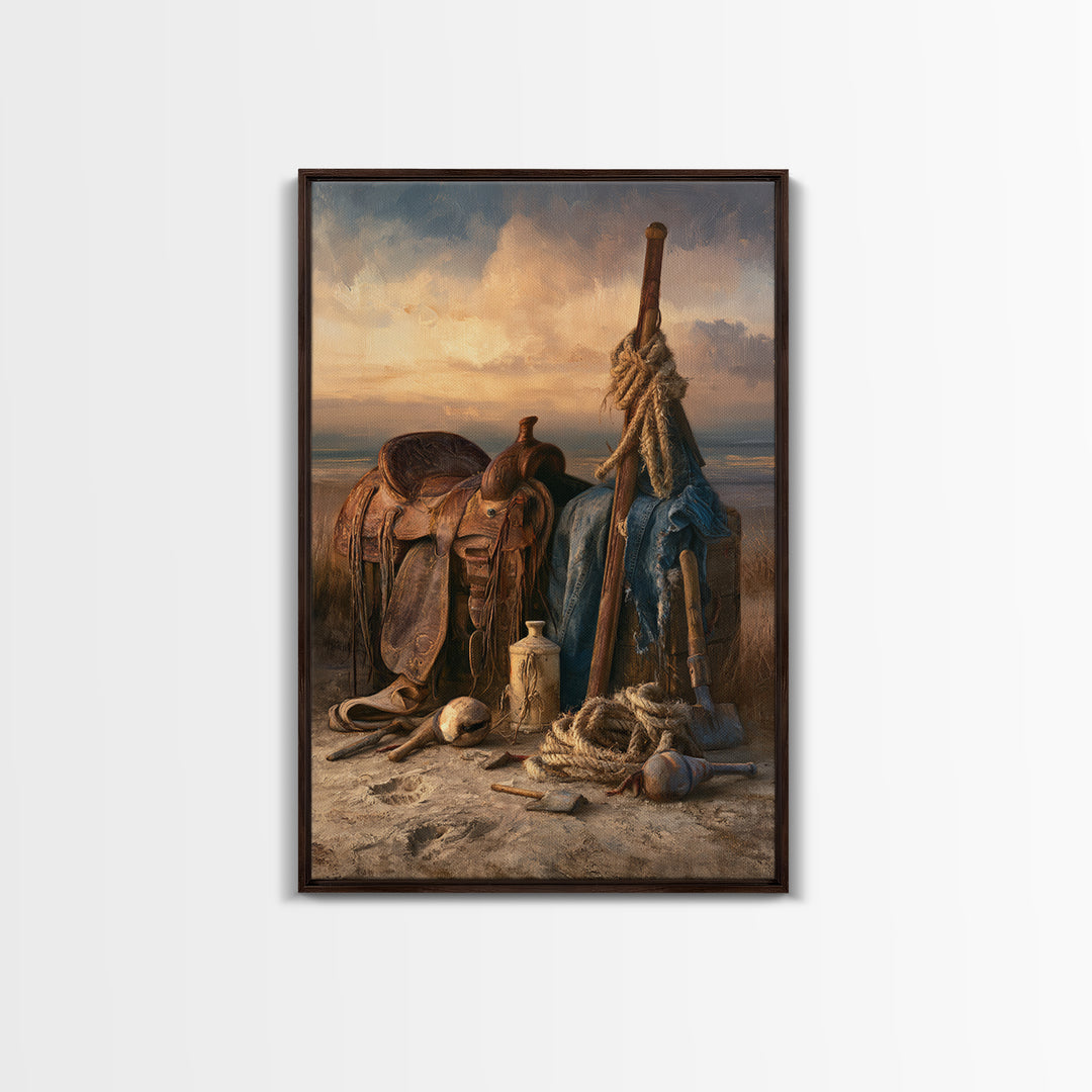 Stable Tools Arranged Like Old Master Still Canvas Print, Equestrian Art, Statement Artwork, Living Room Decor, Equestrian, EQU-2x3-31