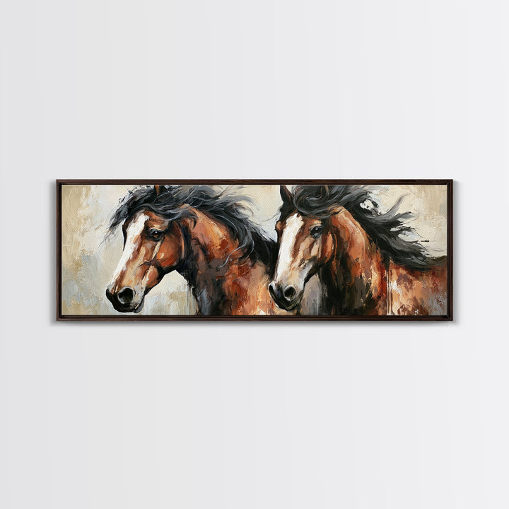 Chestnut Horse Portrait Framed Canvas Print, Equestrian Art, Farmhouse Wall Art, Living Room Decor, Fine Art, Equestrian, EQU-3x1-73