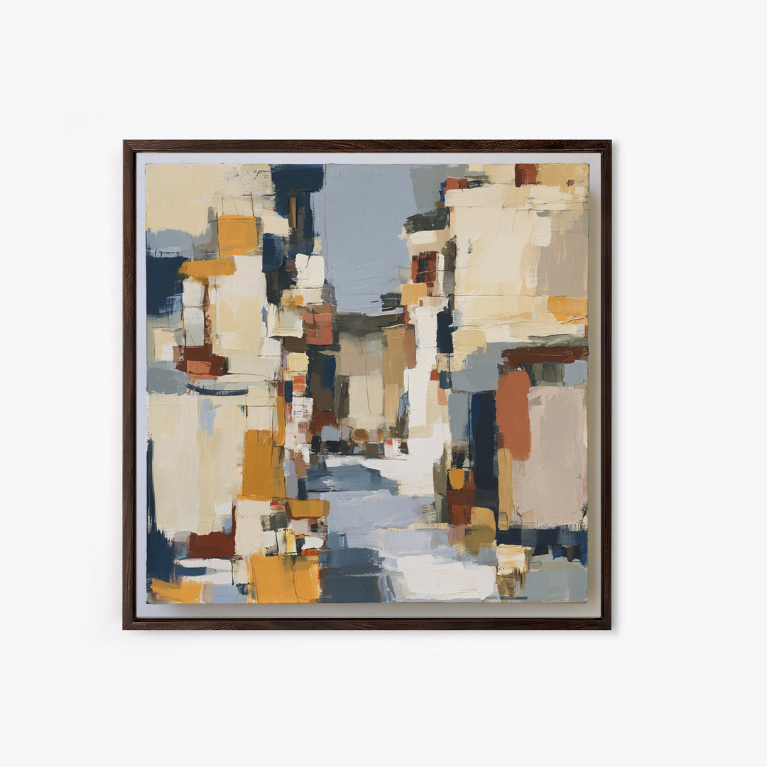 Distorted City Street Framed Canvas Print, Expressionist Art, Modern Decor, Living Room Decor, Fine Art, Expression, Wall Decor, EXP-1x1-1