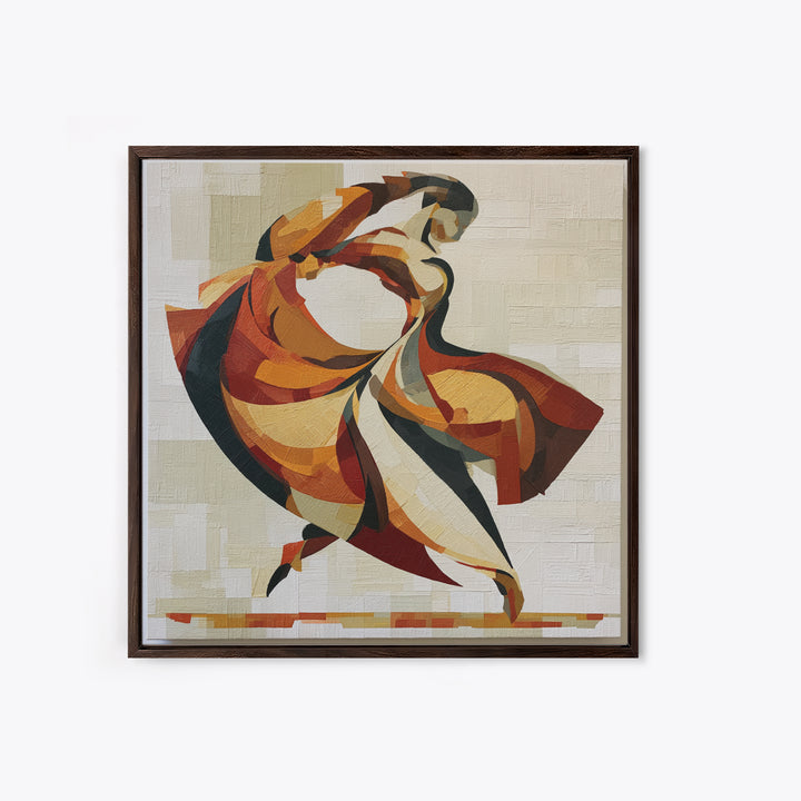 Dancer Figure Fractured into Vibrant Movement Canvas Print, Expressionist Art, Colorful Wall Art, Living Room Decor, Expression, EXP-1x1-100