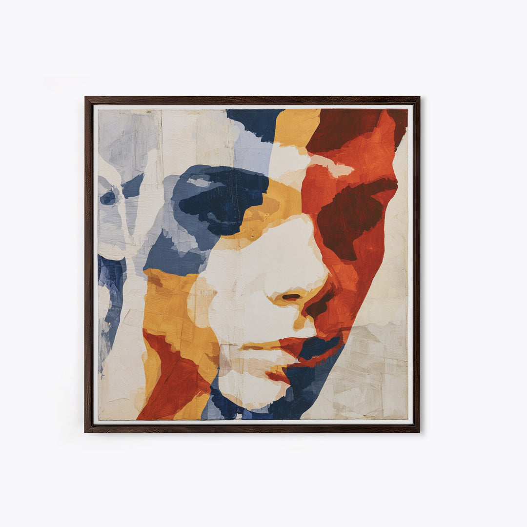 Emotional Portrait with Bold Red and Blue Canvas Print, Expressionist Art, Downloadable Prints, Living Room Decor, Expression, EXP-1x1-26