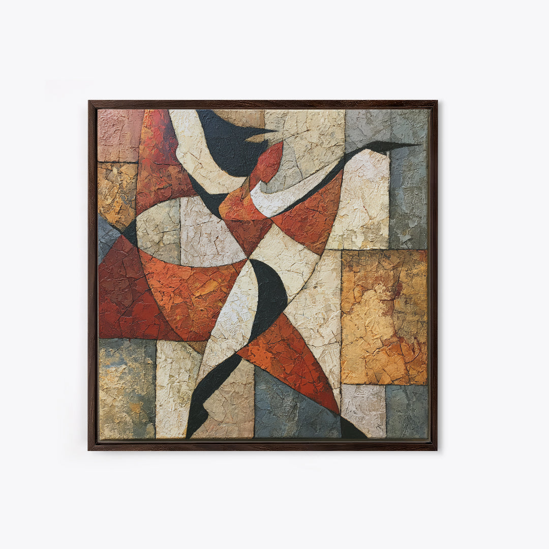 Dancer Figure Fractured into Vibrant Movement Canvas Print, Expressionist Art, Digital Art, Living Room Decor, Expression, EXP-1x1-28