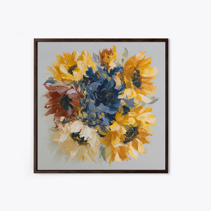 Sunflowers Twisting in Intense Painted Energy Canvas Print, Expressionist Art, Gallery Decor, Living Room Decor, Expression, EXP-1x1-32
