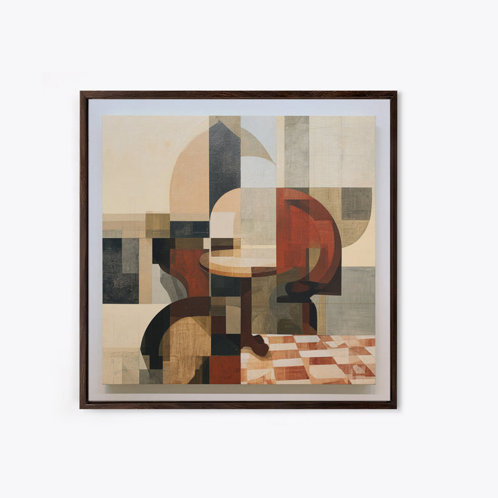Lonely Caf Table Framed Canvas Print, Expressionist Art, Textured Painting, Living Room Decor, Fine Art, Expression, EXP-1x1-53
