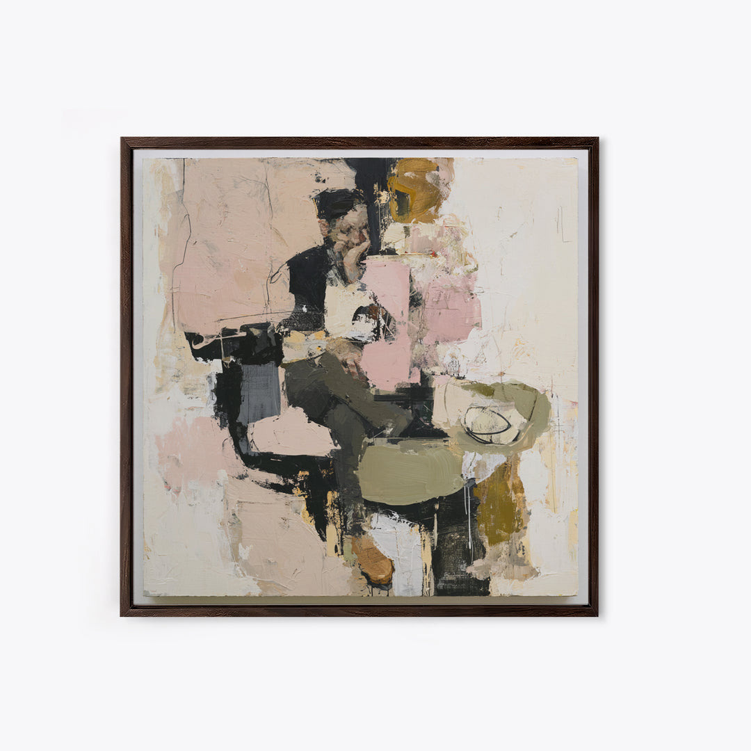Seated Figure with Raw Gestural Outlines Canvas Print, Expressionist Art, Colorful Wall Art, Living Room Decor, Expression, EXP-1x1-55