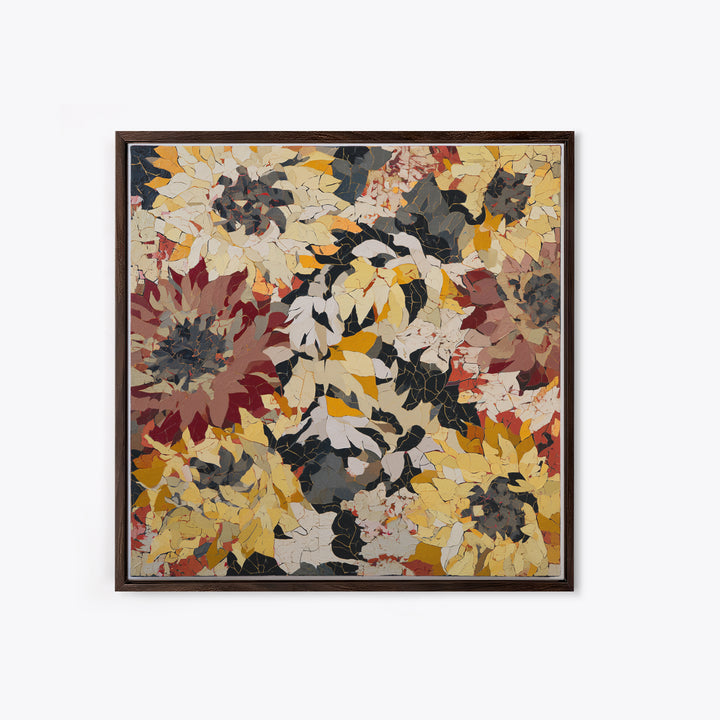 Sunflowers Twisting in Intense Painted Energy Canvas Print, Expressionist Art, Large Wall Art, Living Room Decor, Expression, EXP-1x1-56