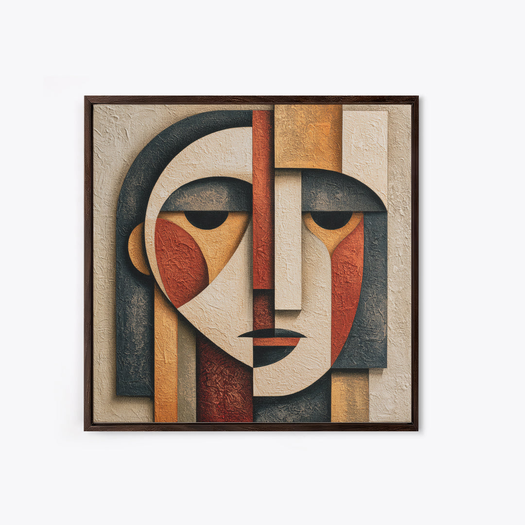 Abstract Face Split by Contrasting Emotions Canvas Print, Expressionist Art, Gallery Decor, Living Room Decor, Expression, EXP-1x1-59