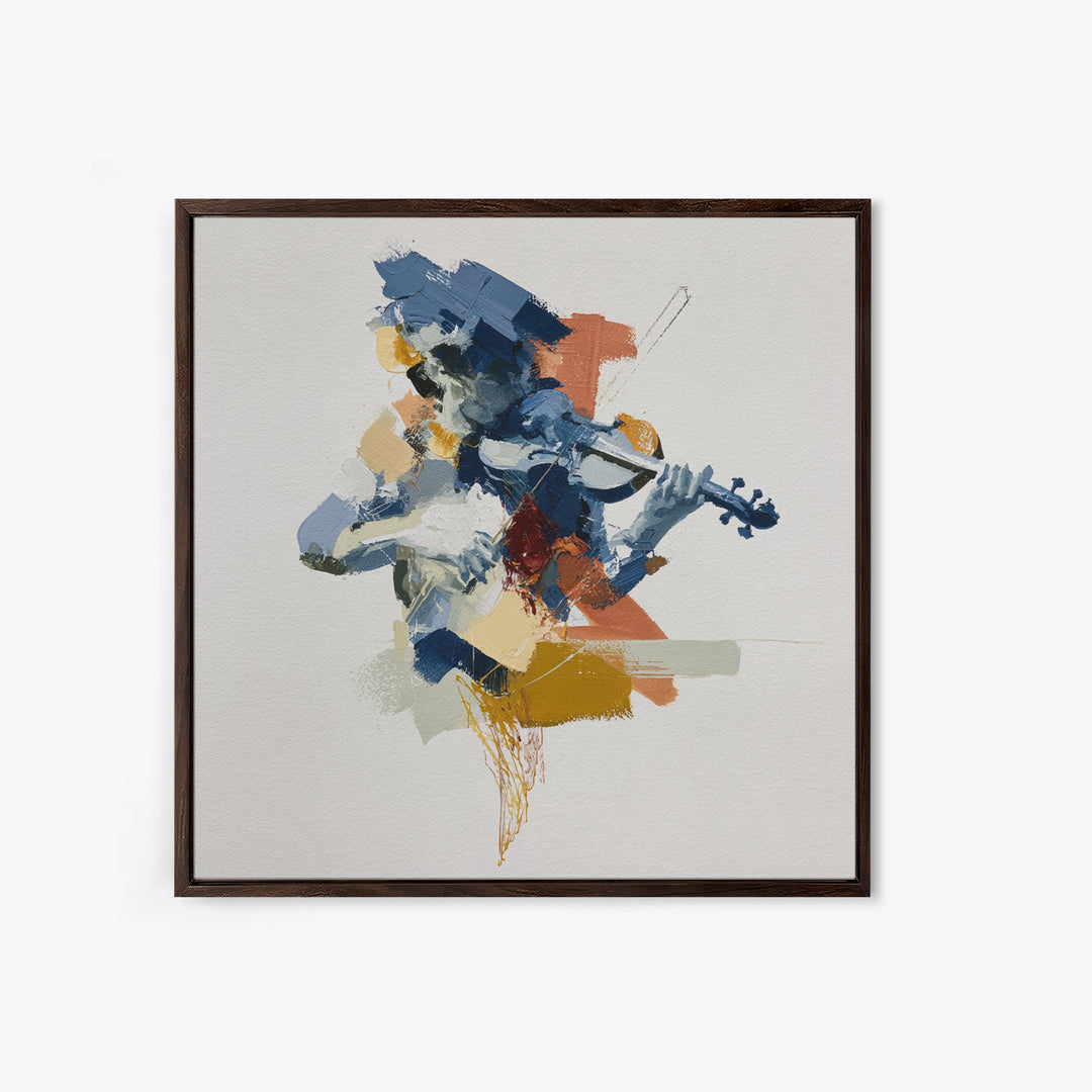Violinist Painted in Electric Brush Marks Canvas Print, Expressionist Art, Minimalist Decor, Living Room Decor, Expression, EXP-1x1-85