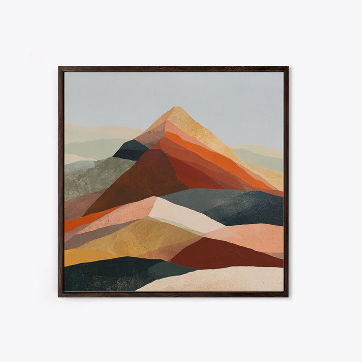 Mountain Landscape in Vibrating Color Bands Framed Canvas Print, Expressionist Art, Wall Art, Living Room Decor, Expression, EXP-1x1-93