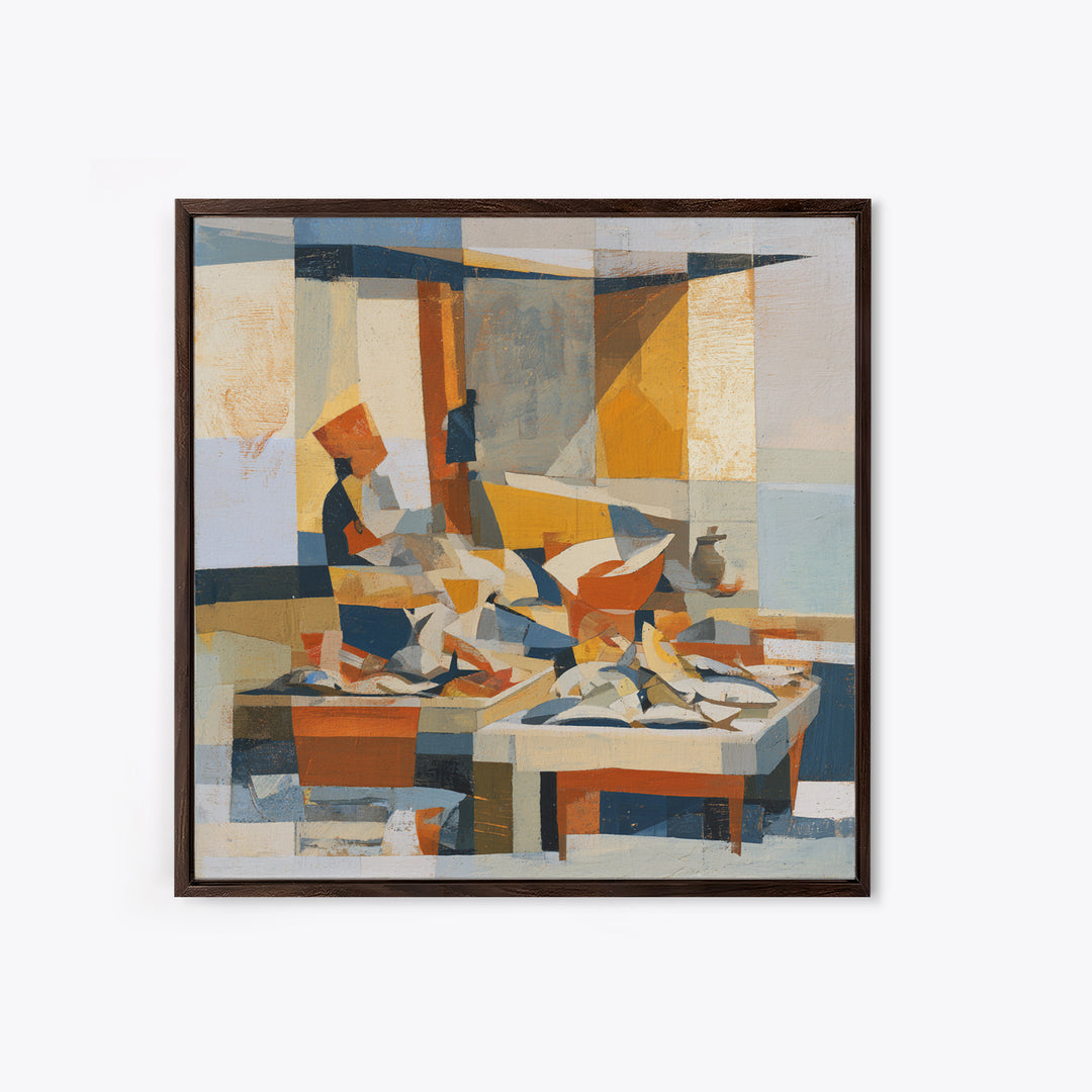 Fish Market Scene Canvas Print, Expressionist Art, Modern Decor, Living Room Decor, Abstract Art, Expression, Wall Decor, EXP-1x1-94