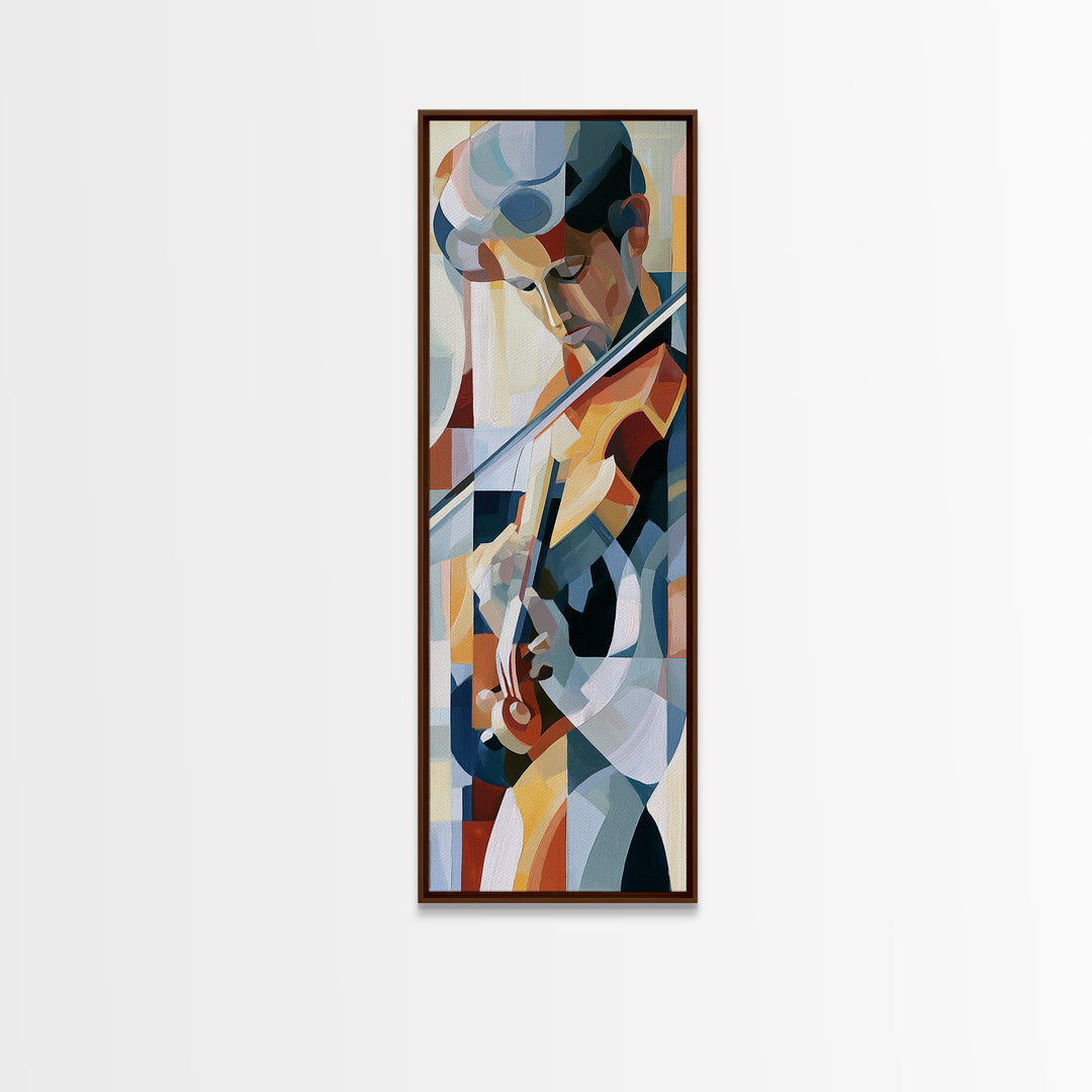 Violinist Painted in Electric Brush Marks Canvas Print, Expressionist Art, Colorful Wall Art, Living Room Decor, Expression, EXP-1x3-1