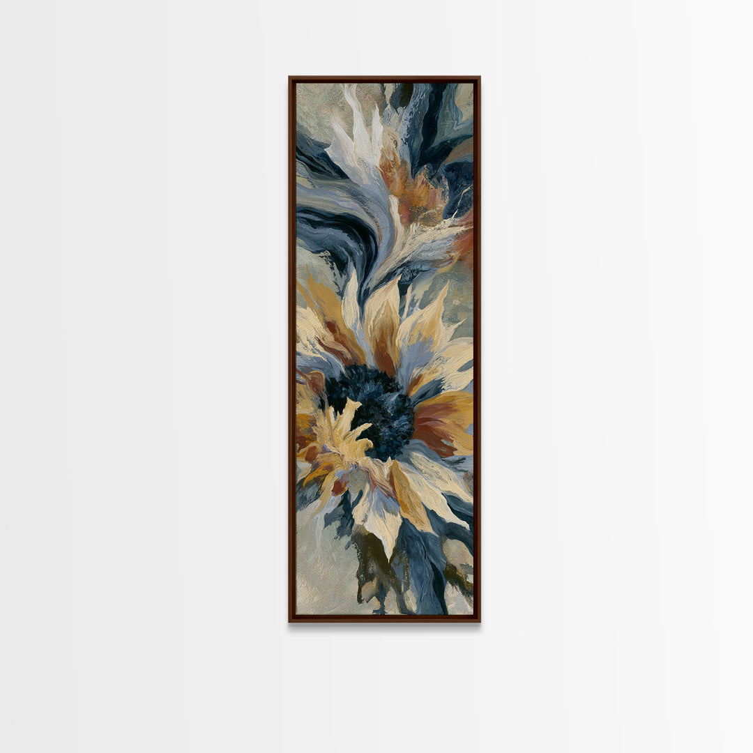 Sunflowers Twisting in Intense Painted Energy Framed Canvas Print, Expressionist Art, Art, Living Room Decor, Expression, EXP-1x3-20