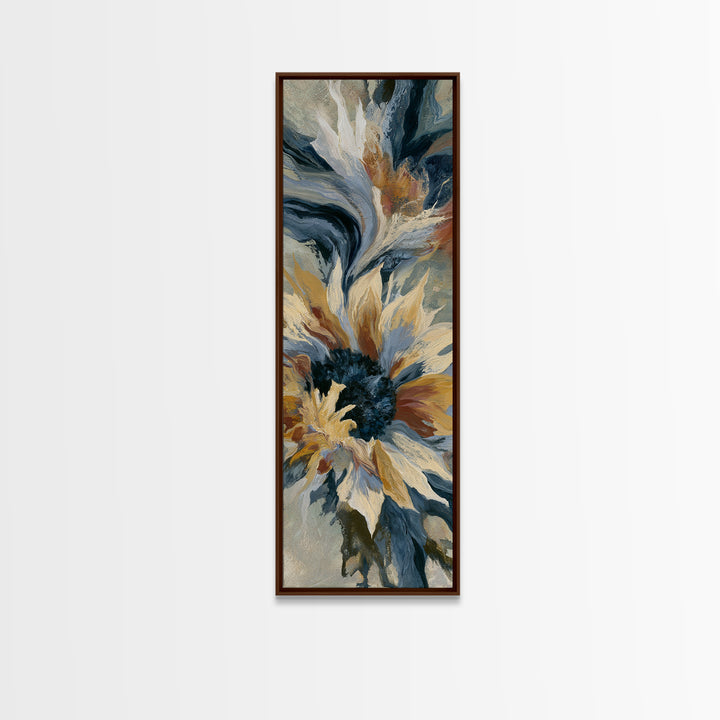 Sunflowers Twisting in Intense Painted Energy Framed Canvas Print, Expressionist Art, Art, Living Room Decor, Expression, EXP-1x3-20