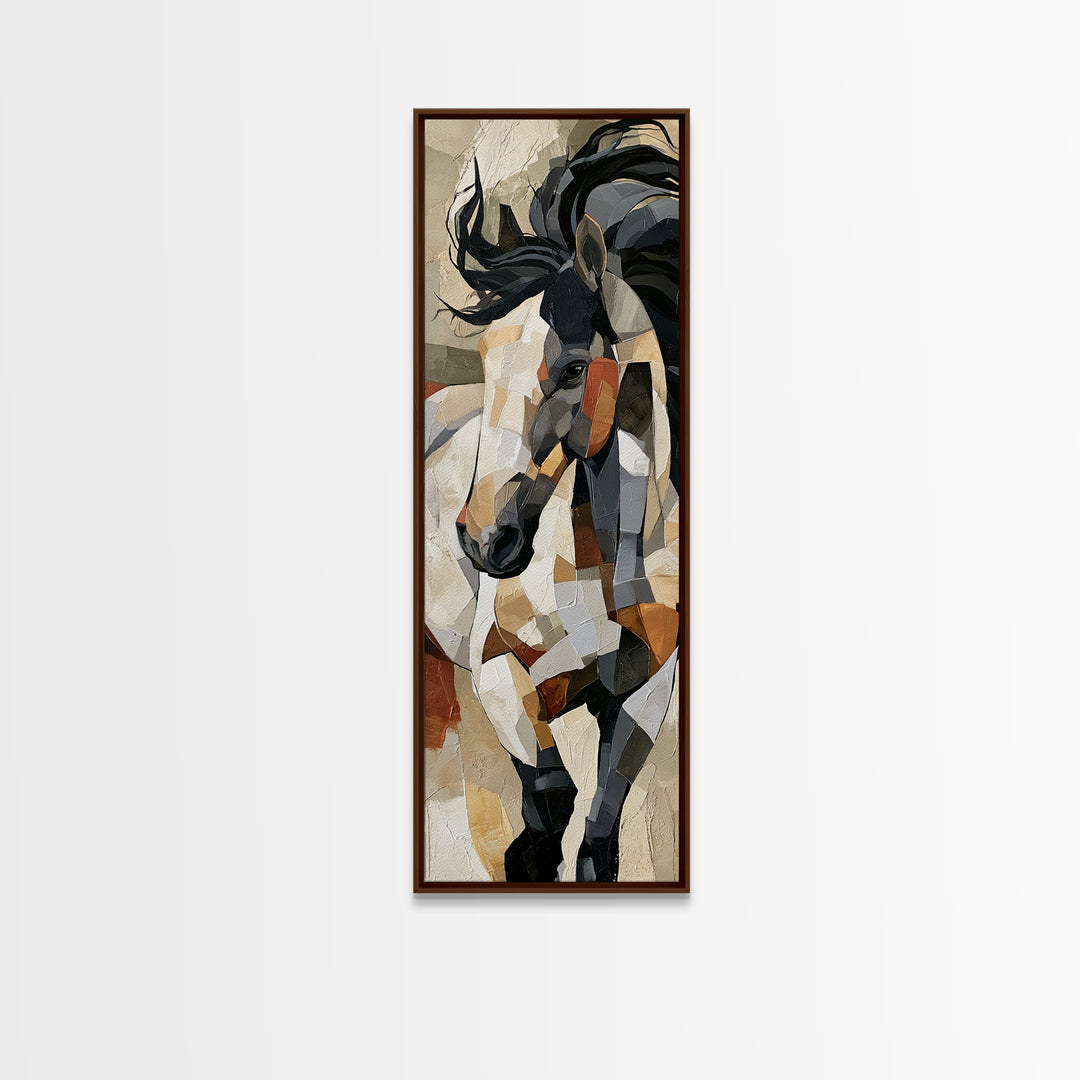 Expressionist Horse in Motion with Wild Mane Canvas Print, Expressionist Art, Minimalist Wall Art, Living Room Decor, EXP-1x3-22