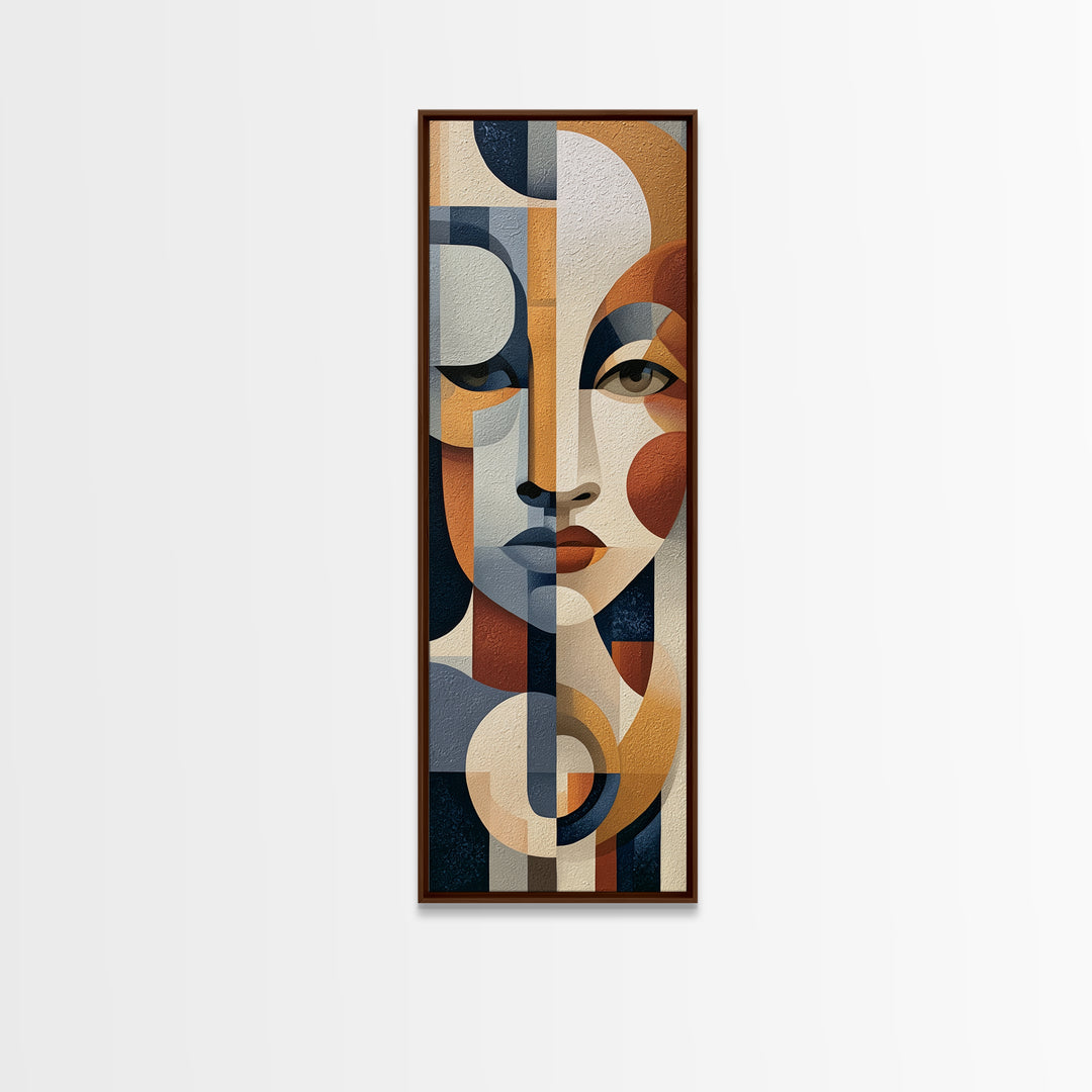 Abstract Face Split by Contrasting Emotions Canvas Print, Expressionist Art, Canvas Art, Living Room Decor, Expression, EXP-1x3-23