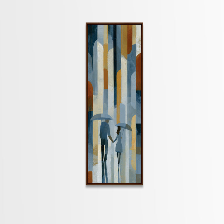 Couple Walking Through Rain Canvas Print, Expressionist Art, Large Wall Art, Living Room Decor, Fine Art, Expression, EXP-1x3-35