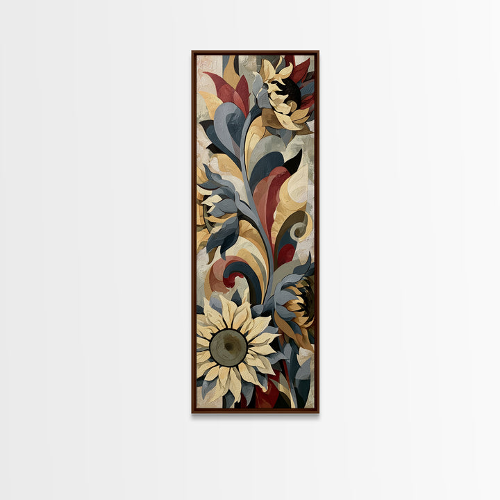 Sunflowers Twisting in Intense Painted Energy Canvas Print, Expressionist Art, Living Room Decor, Expression, EXP-1x3-44