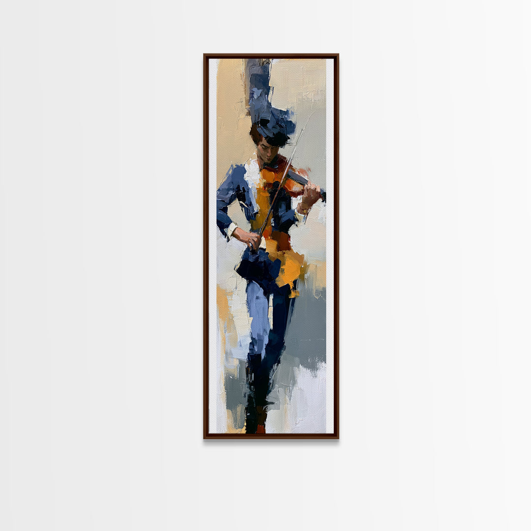 Violinist Painted in Electric Brush Marks Canvas Print, Expressionist Art, Abstract Art, Living Room Decor, Expression, EXP-1x3-73