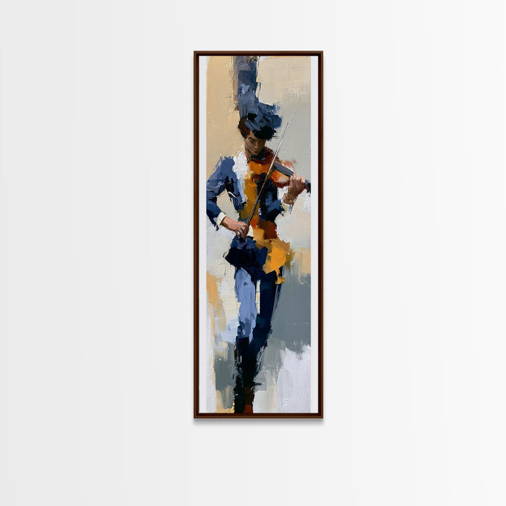 Violinist Painted in Electric Brush Marks Canvas Print, Expressionist Art, Abstract Art, Living Room Decor, Expression, EXP-1x3-73