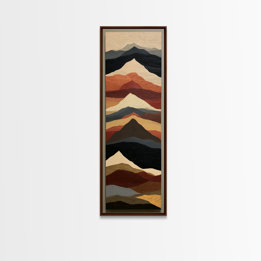 Mountain Landscape in Vibrating Color Bands Canvas Print, Expressionist Art, Unique Wall Art, Living Room Decor, Expression, EXP-1x3-81