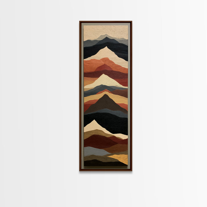 Mountain Landscape in Vibrating Color Bands Canvas Print, Expressionist Art, Unique Wall Art, Living Room Decor, Expression, EXP-1x3-81